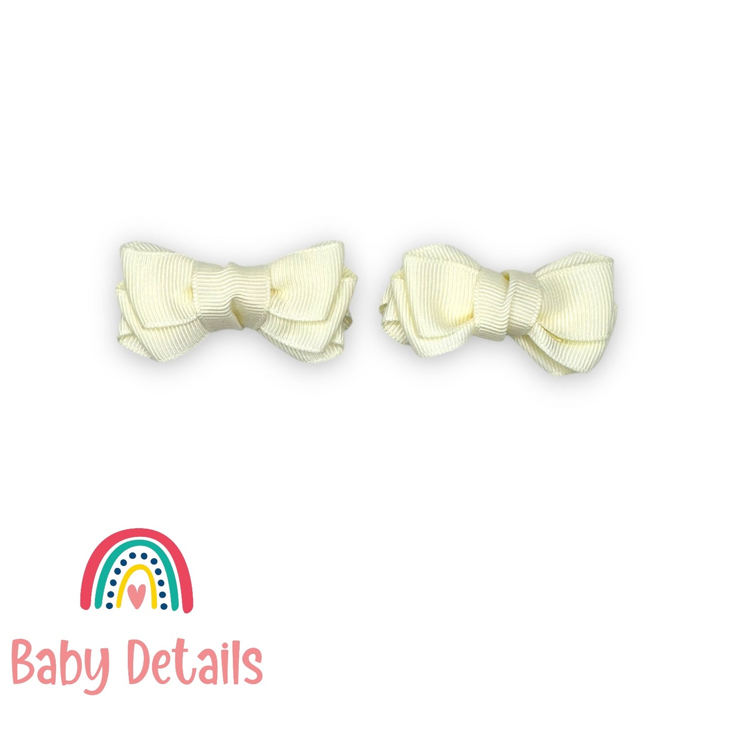 Set of 2 Mini Layers Hair Clips - Off White