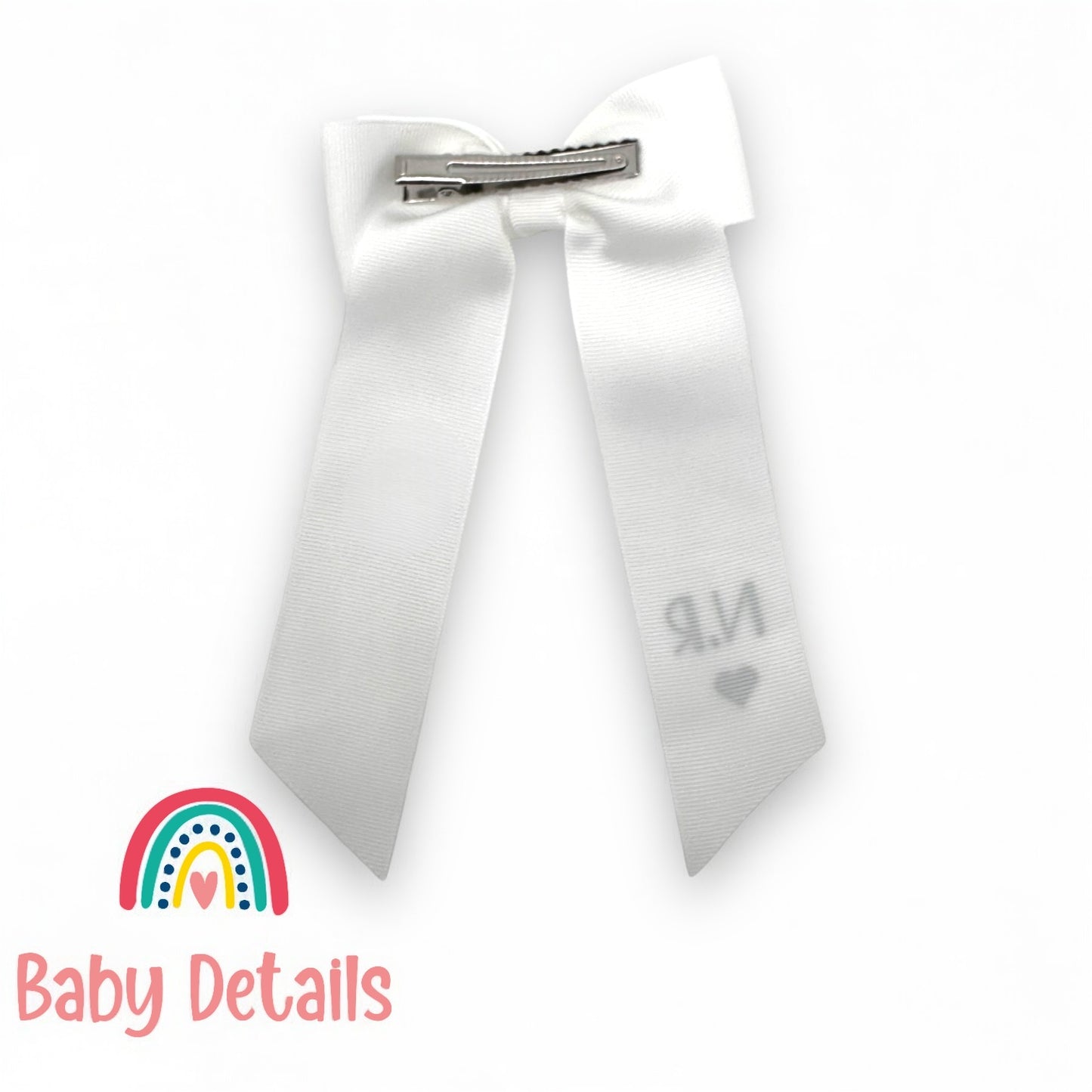 Long Simple Personalized Bow - White