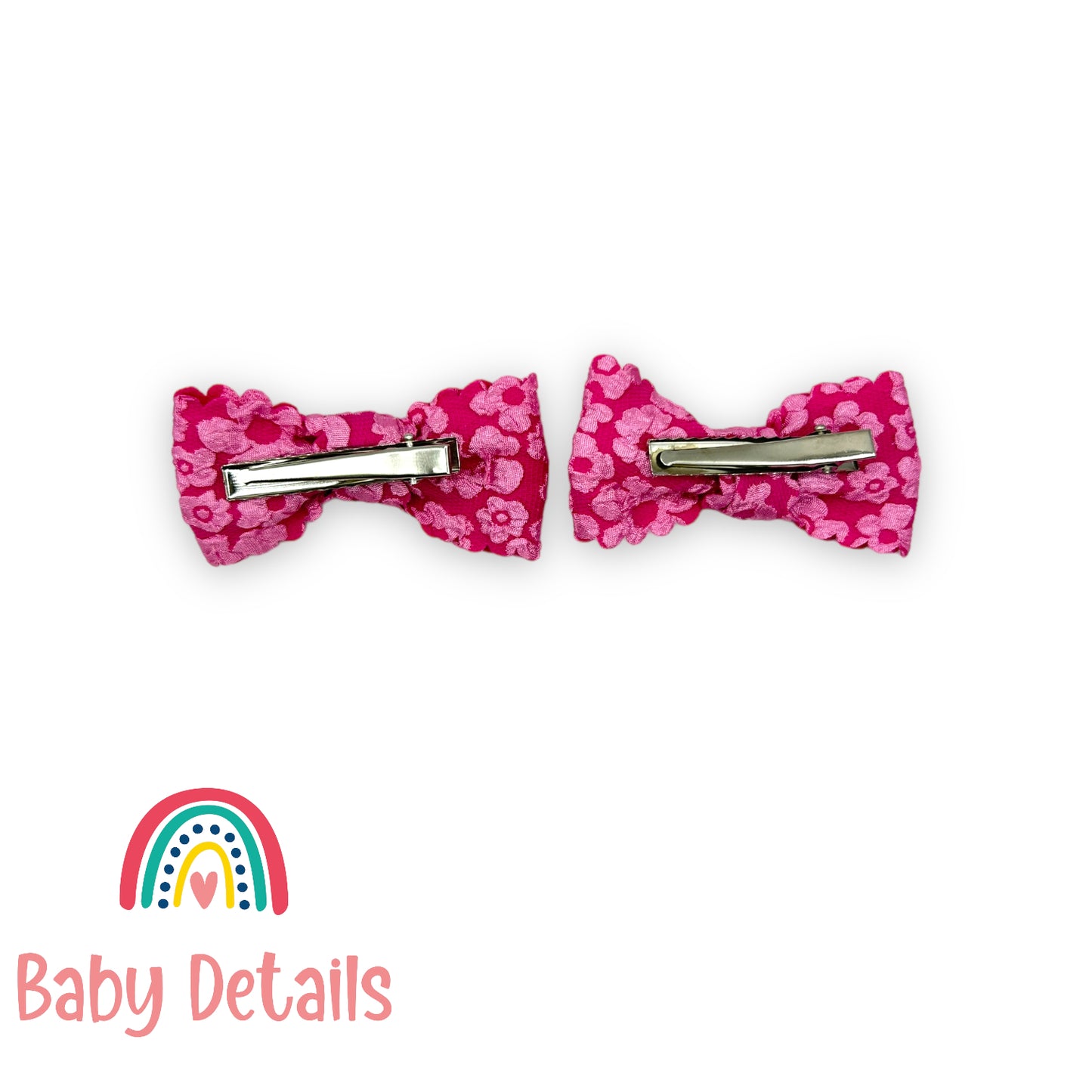 Set of 2 floral hair clips - Dark Pink