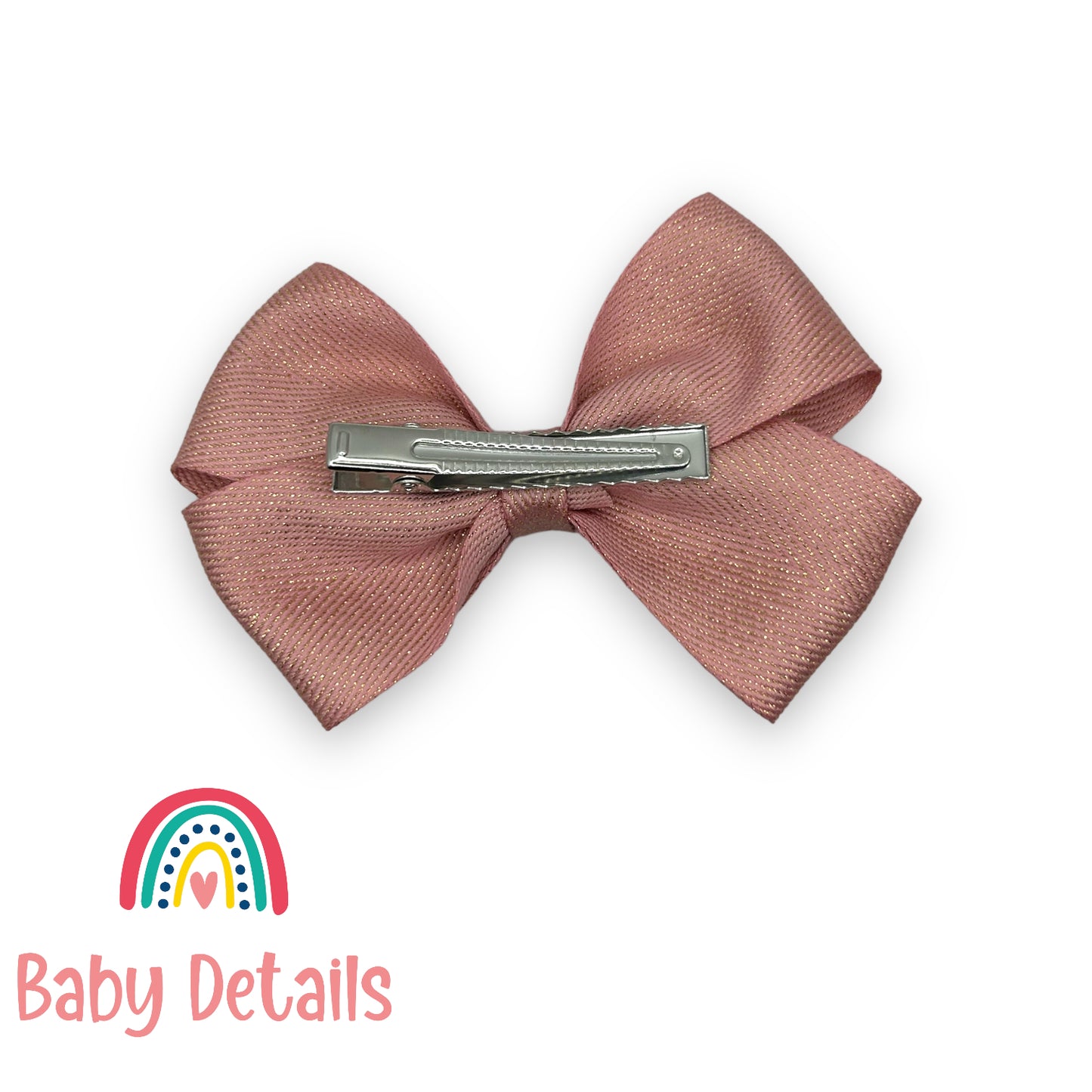 classy hair bow with crystal and pearl - Peach Pink