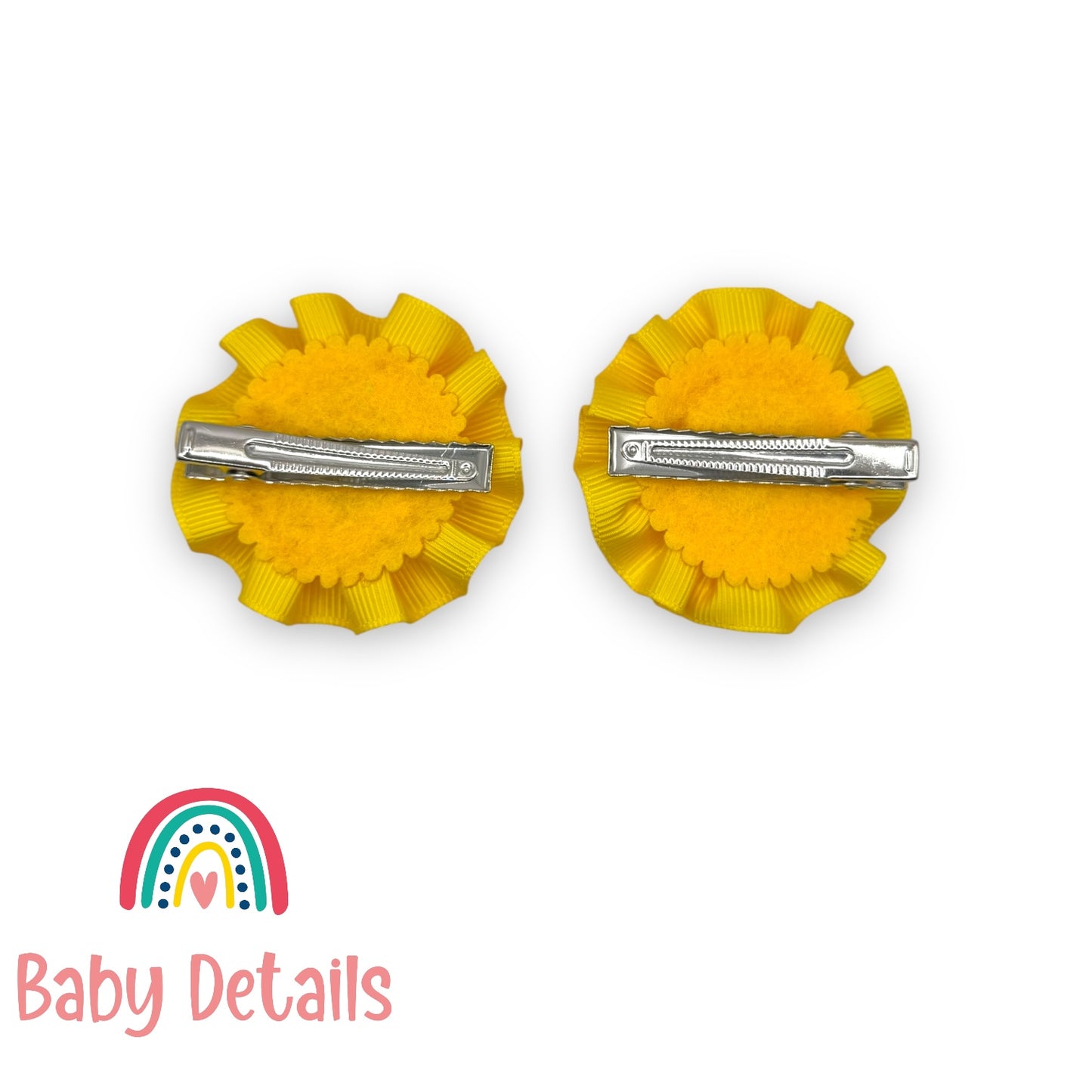 Set of 2 Rosette Bow Hair Clips - Yellow