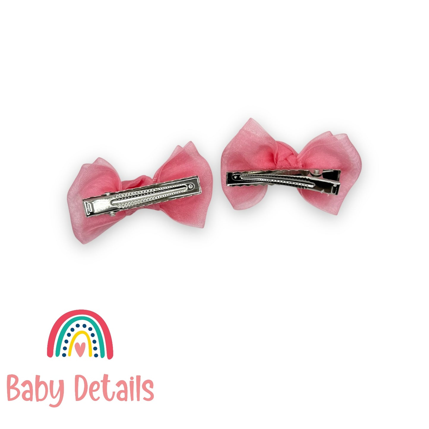 مشابك شعر أورجانزا بلمعة ناعمة - وردي غامق