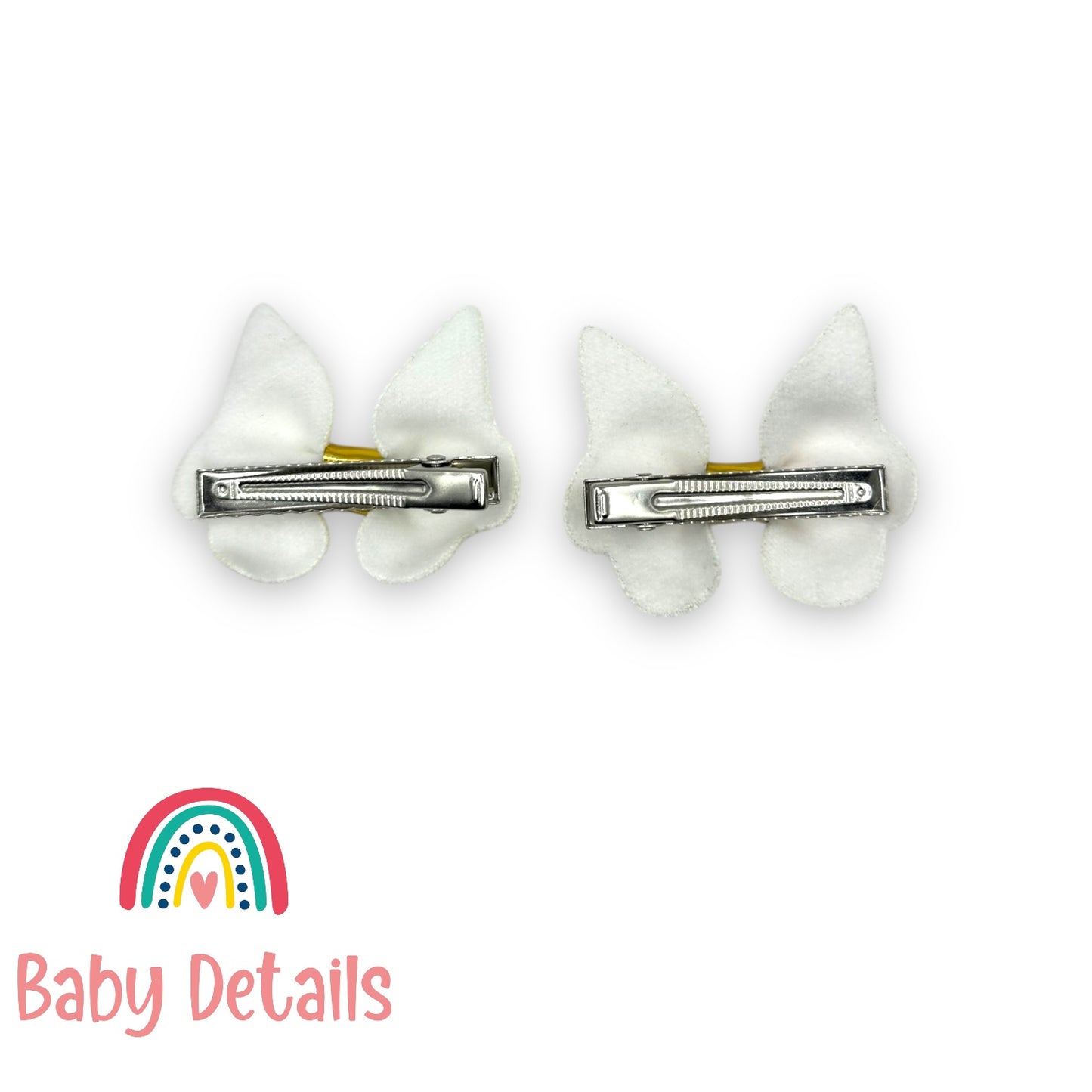 Set of 2 Vibrant Butterfly Clips - White