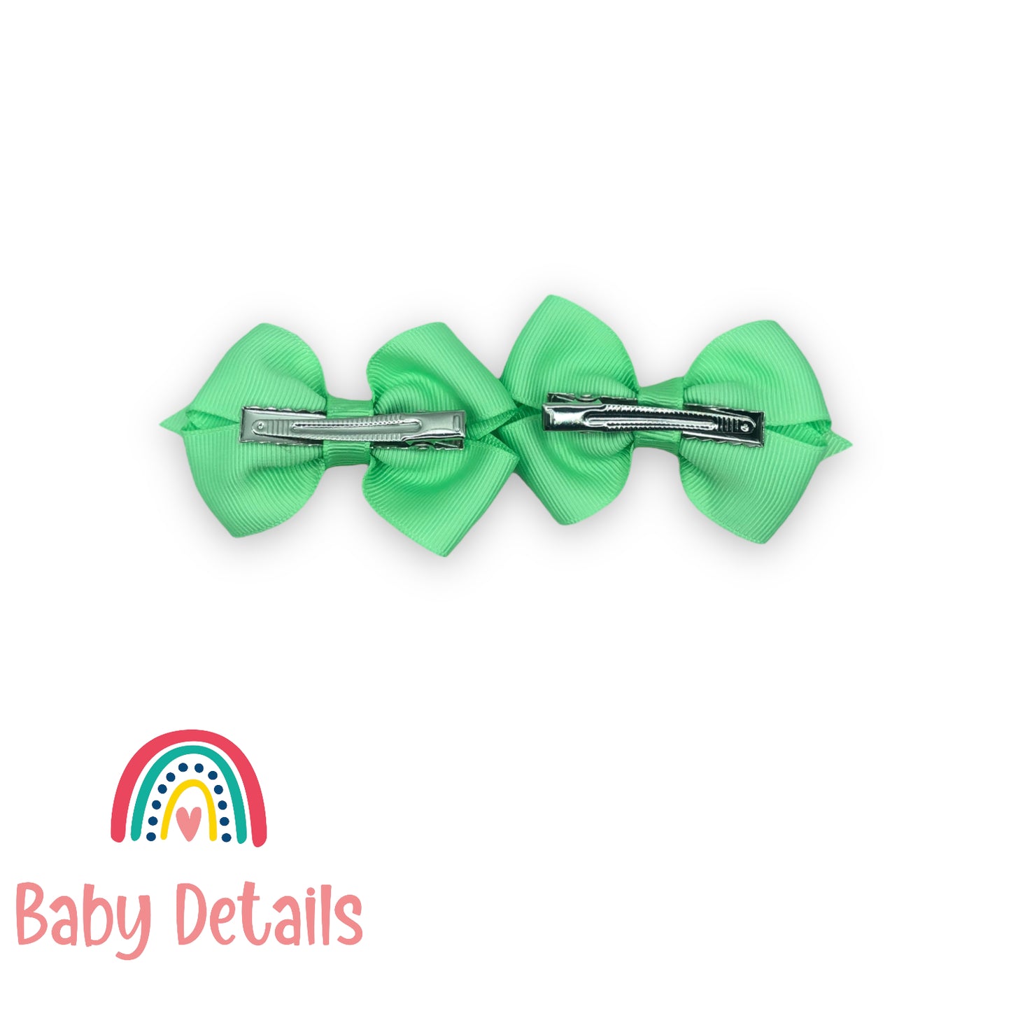 Double green3 bow hair clips