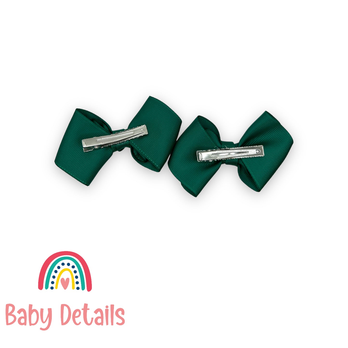 Set of 2 curved bow hair clips - Dark Green