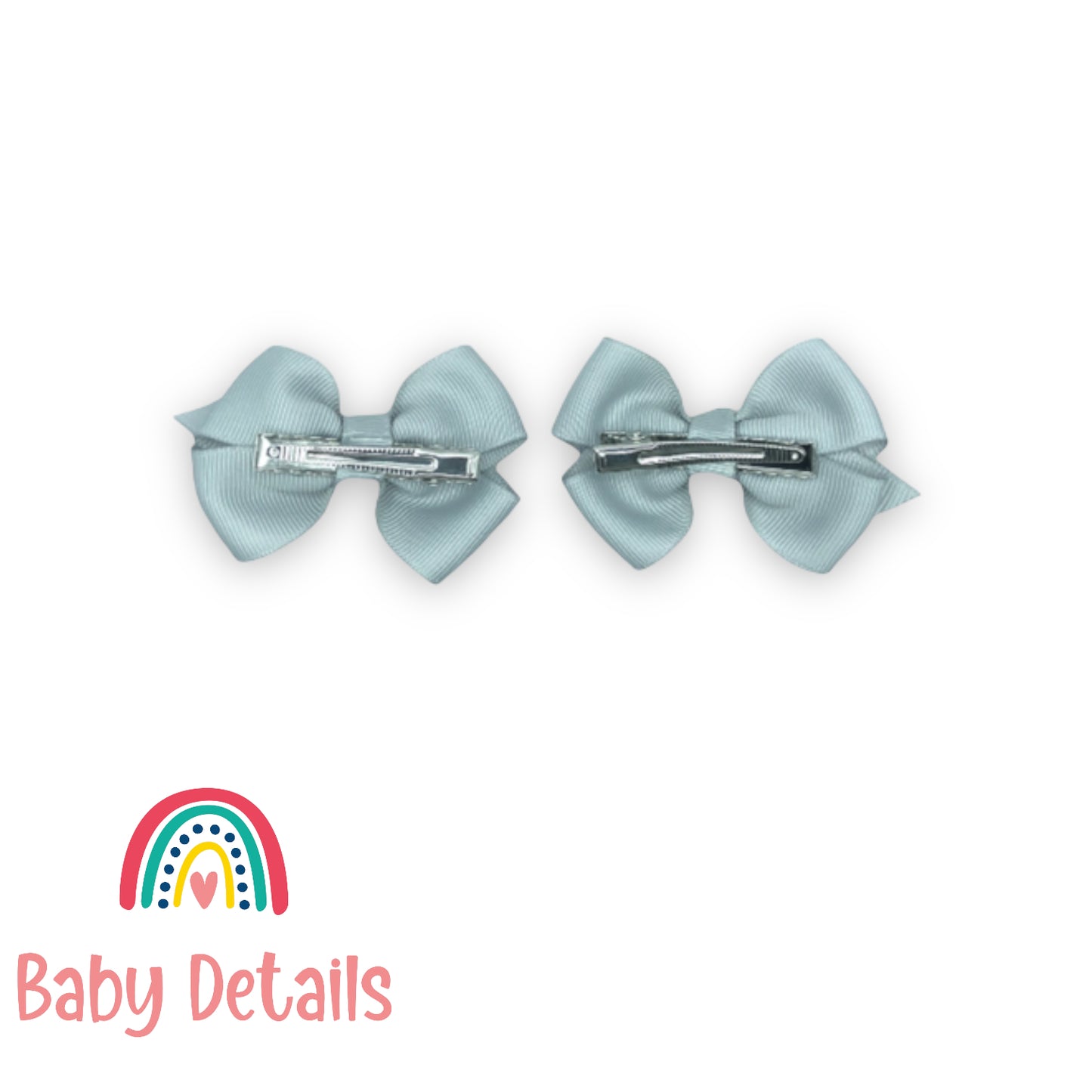 Double light grey bow hair clips