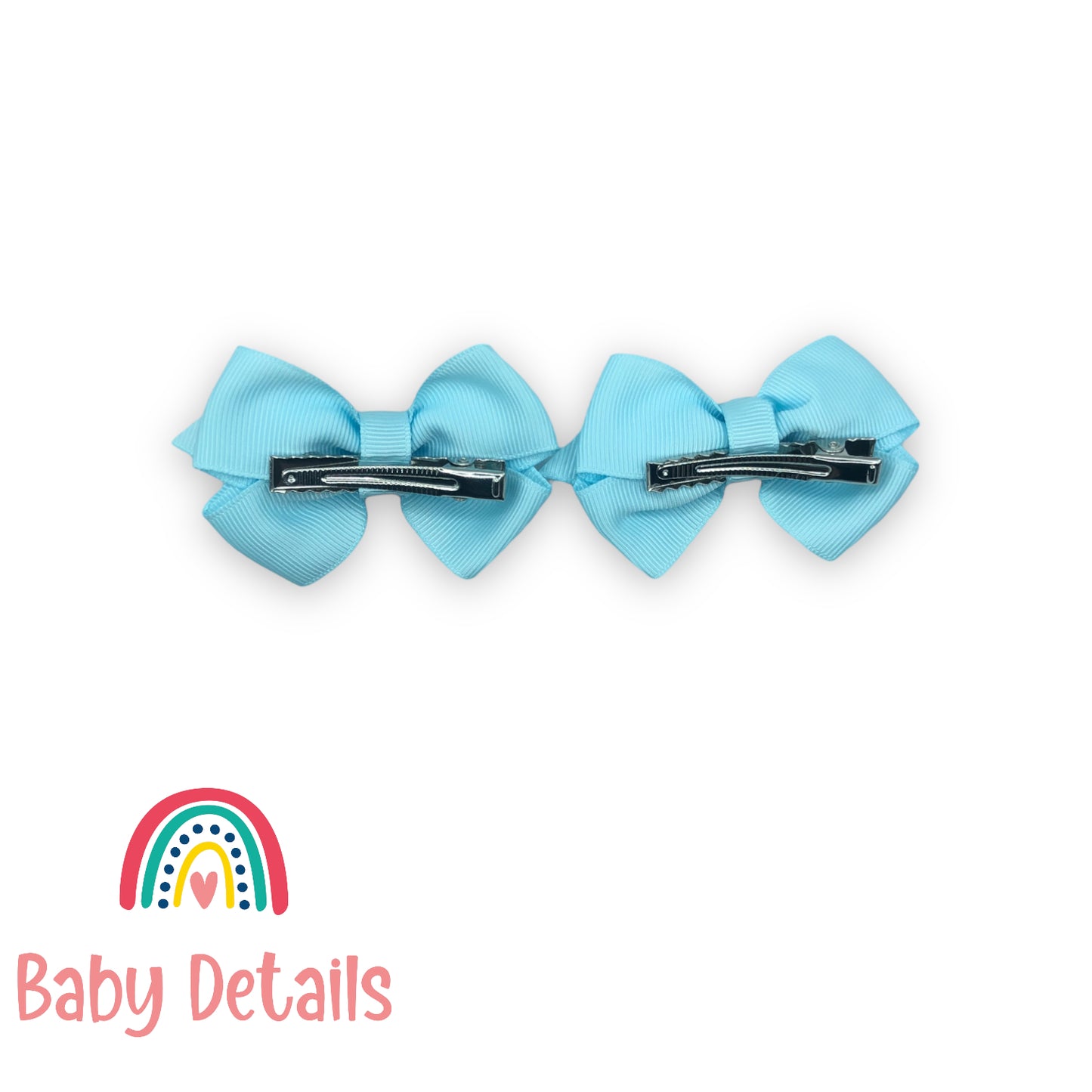 Double light blue bow hair clips