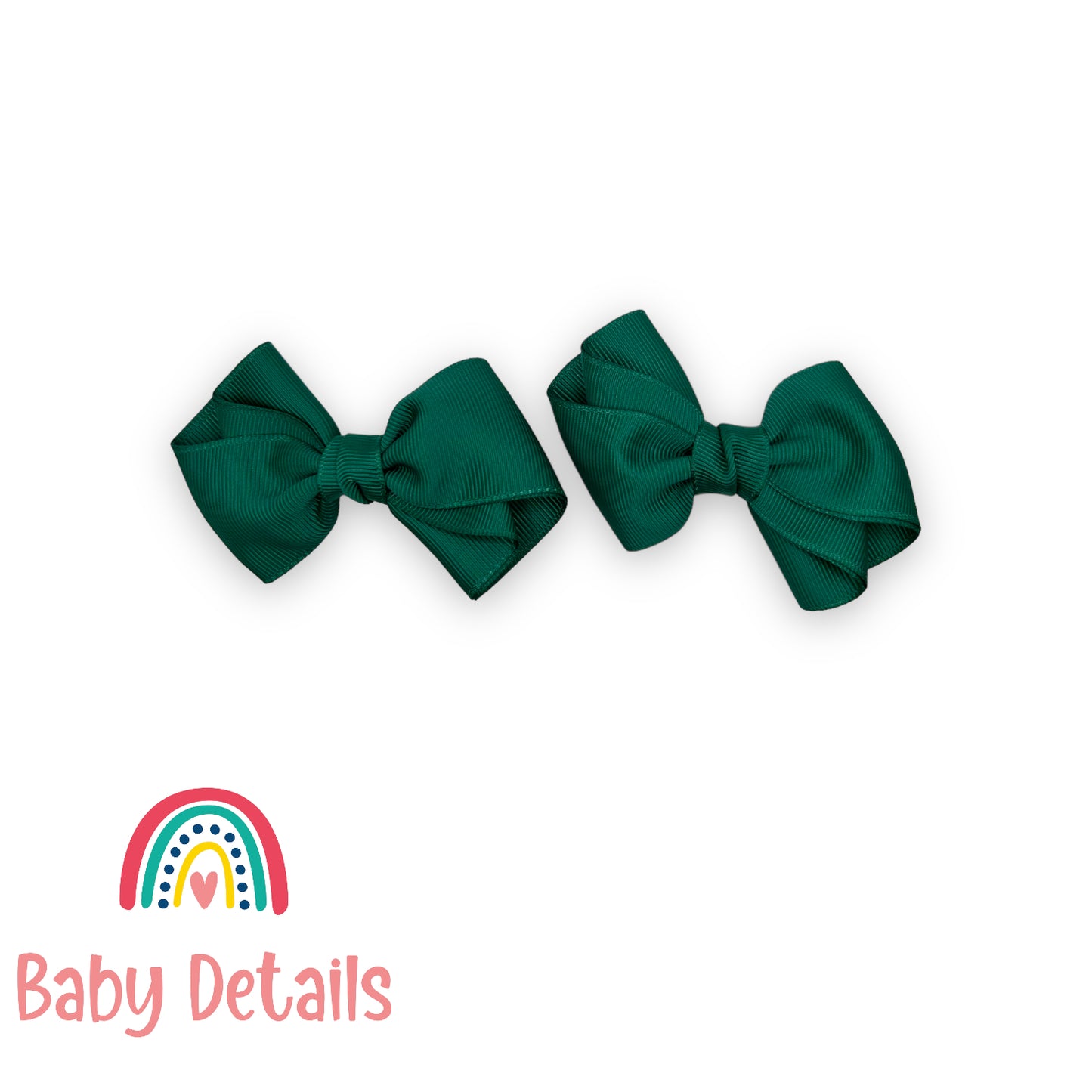 Set of 2 curved bow hair clips - Dark Green