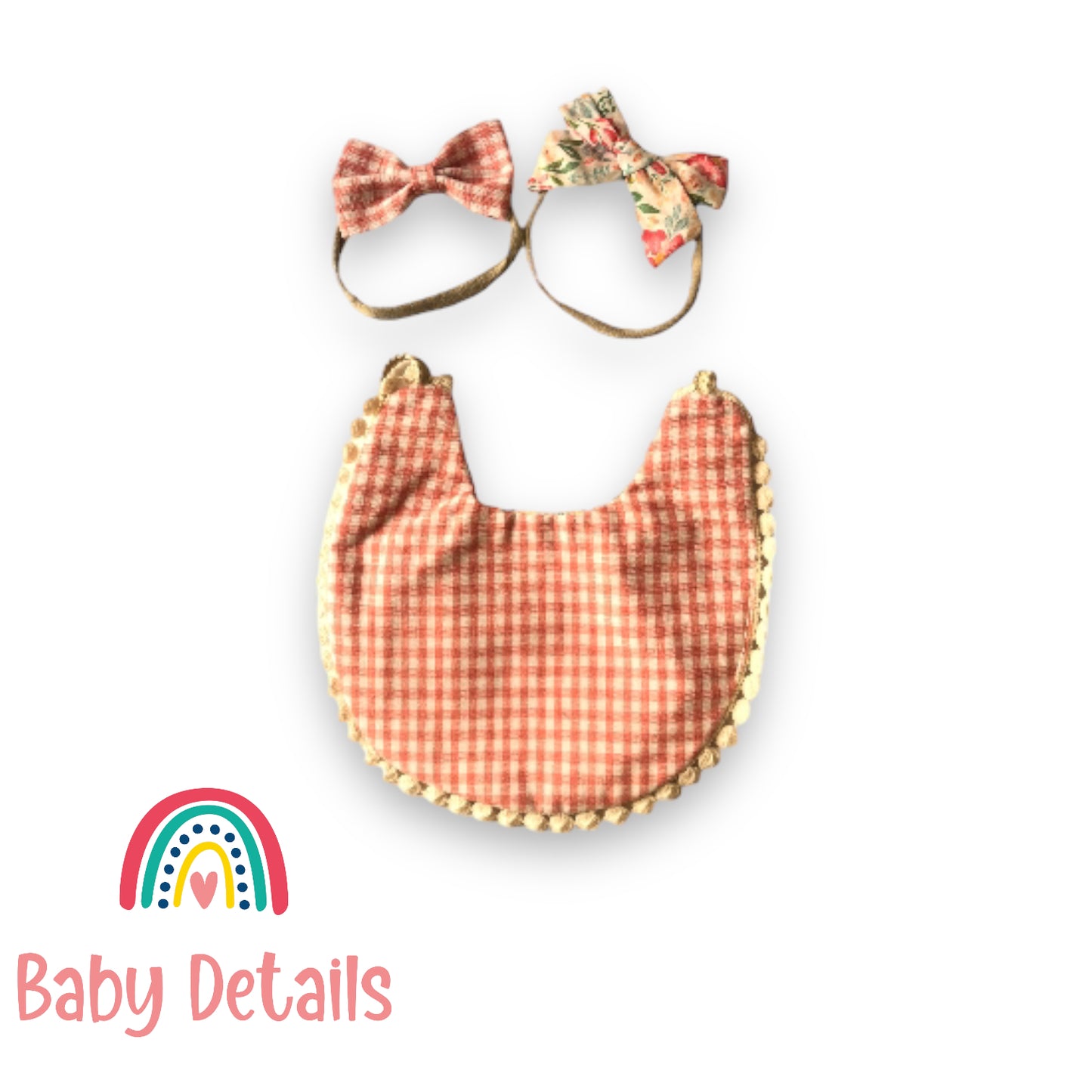 Set of double sided bib and headbands - Floral 1