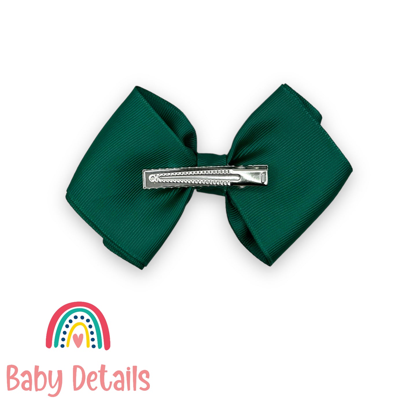 Big curved bow hair clip - Dark Green