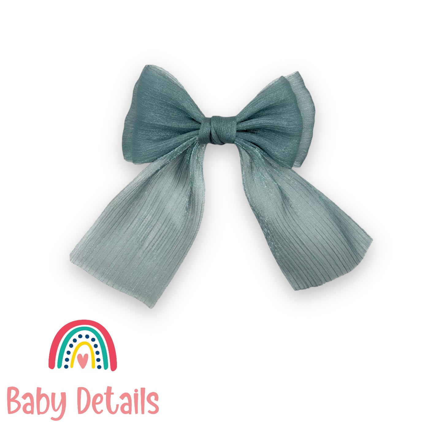Elegant Chiffon Long Bow - Grey