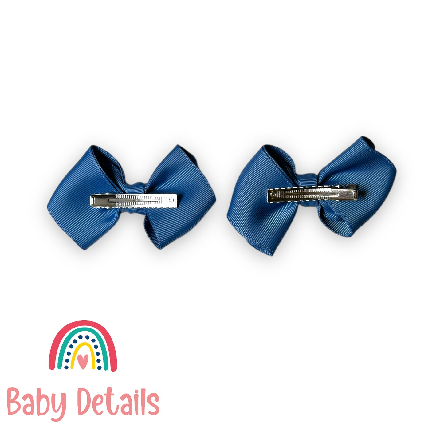 Set of 2 curved bow hair clips - Blue Grey