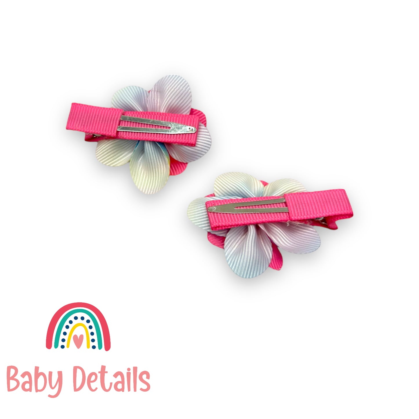 set of 2 colorful flower hair clips