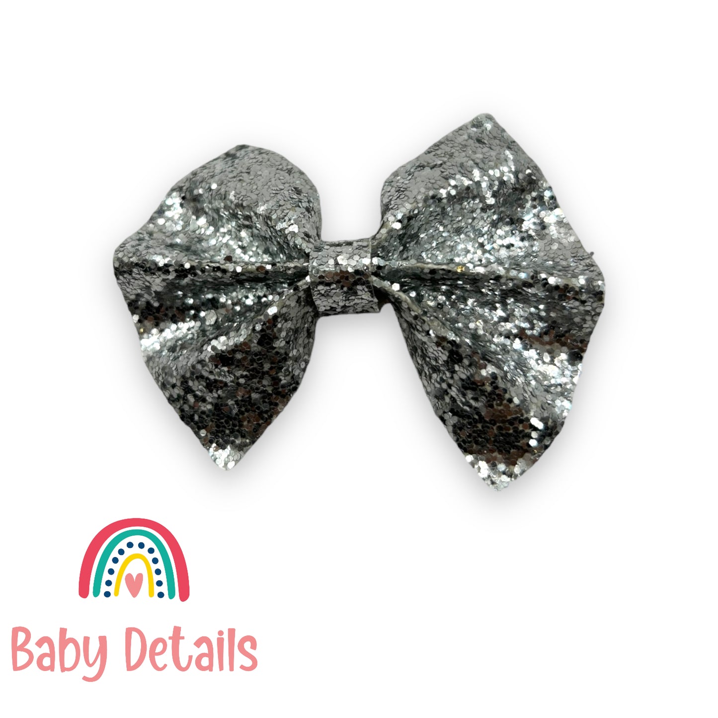 Big Bow Glitter Hair Clip - Silver