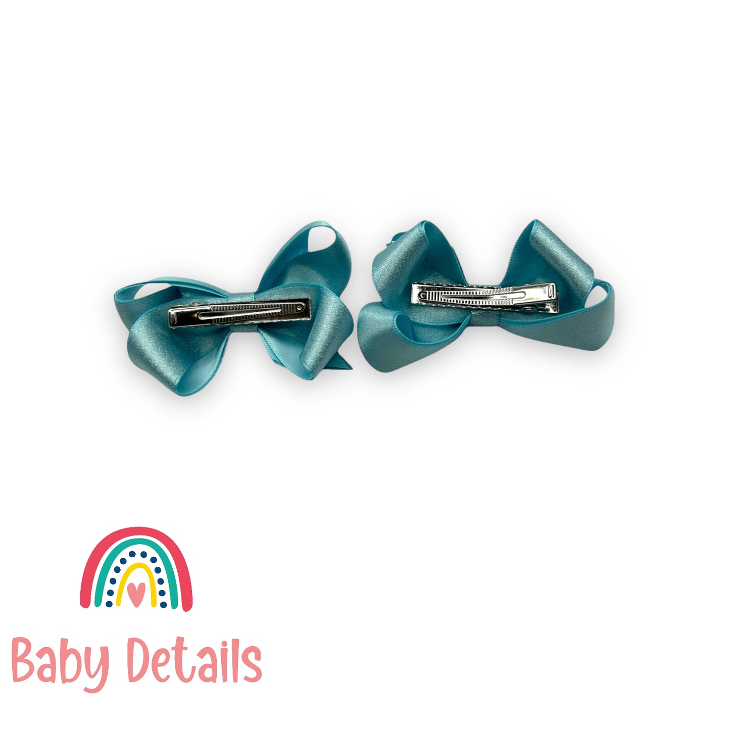 Big Bow Blue Glitter Ribbon Hair Clips