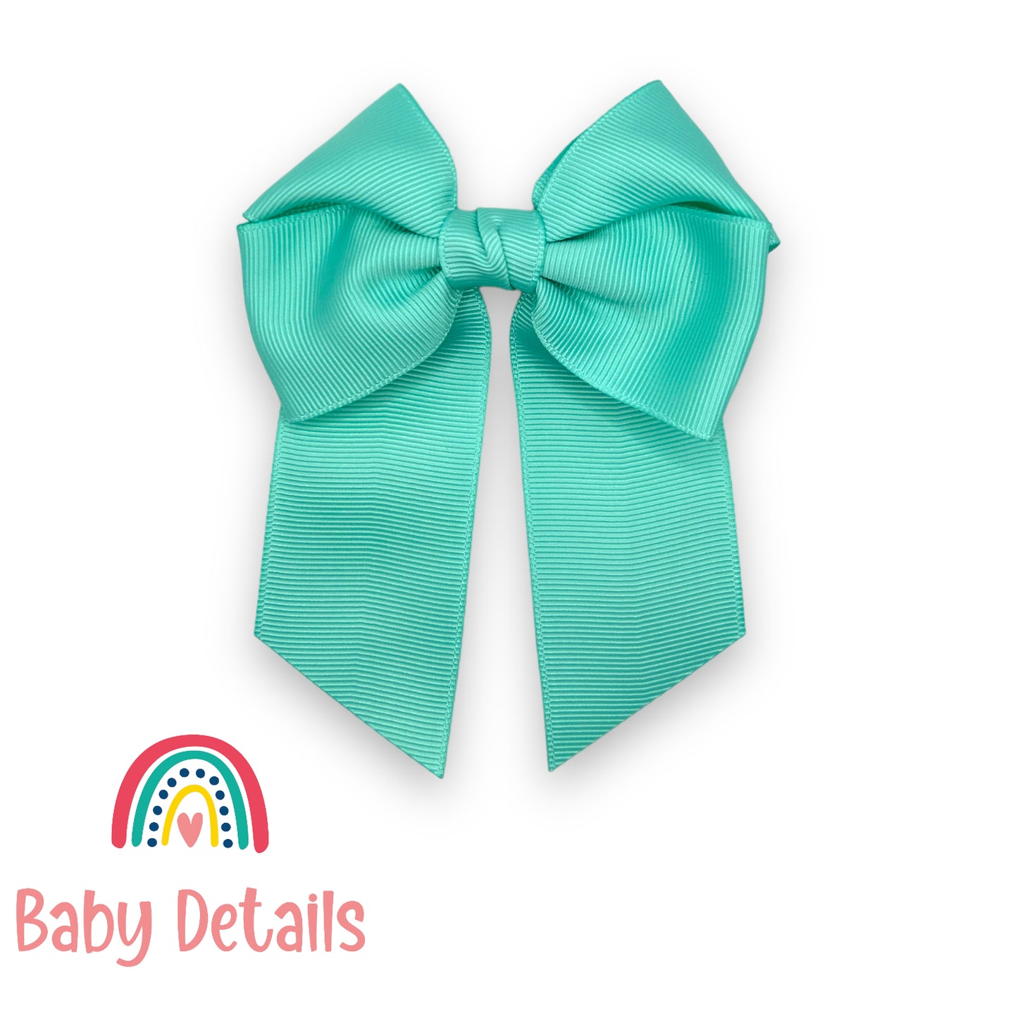 Bow with tail hair clip - Aqua Green