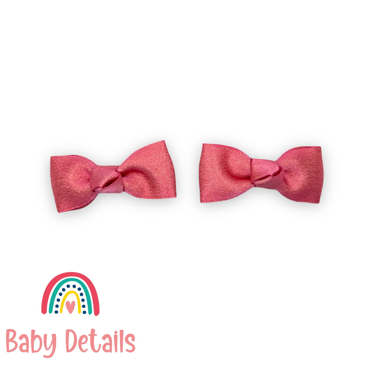 Mini Dark Pink Glitter Ribbon Hair Clips