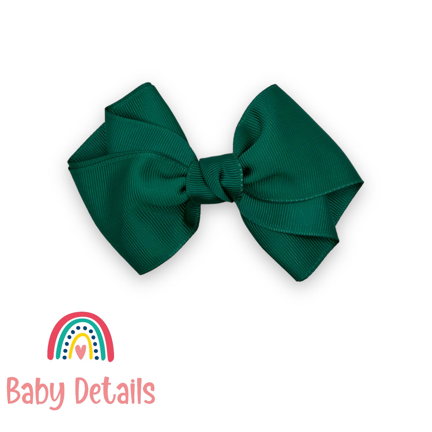 Big curved bow hair clip - Dark Green