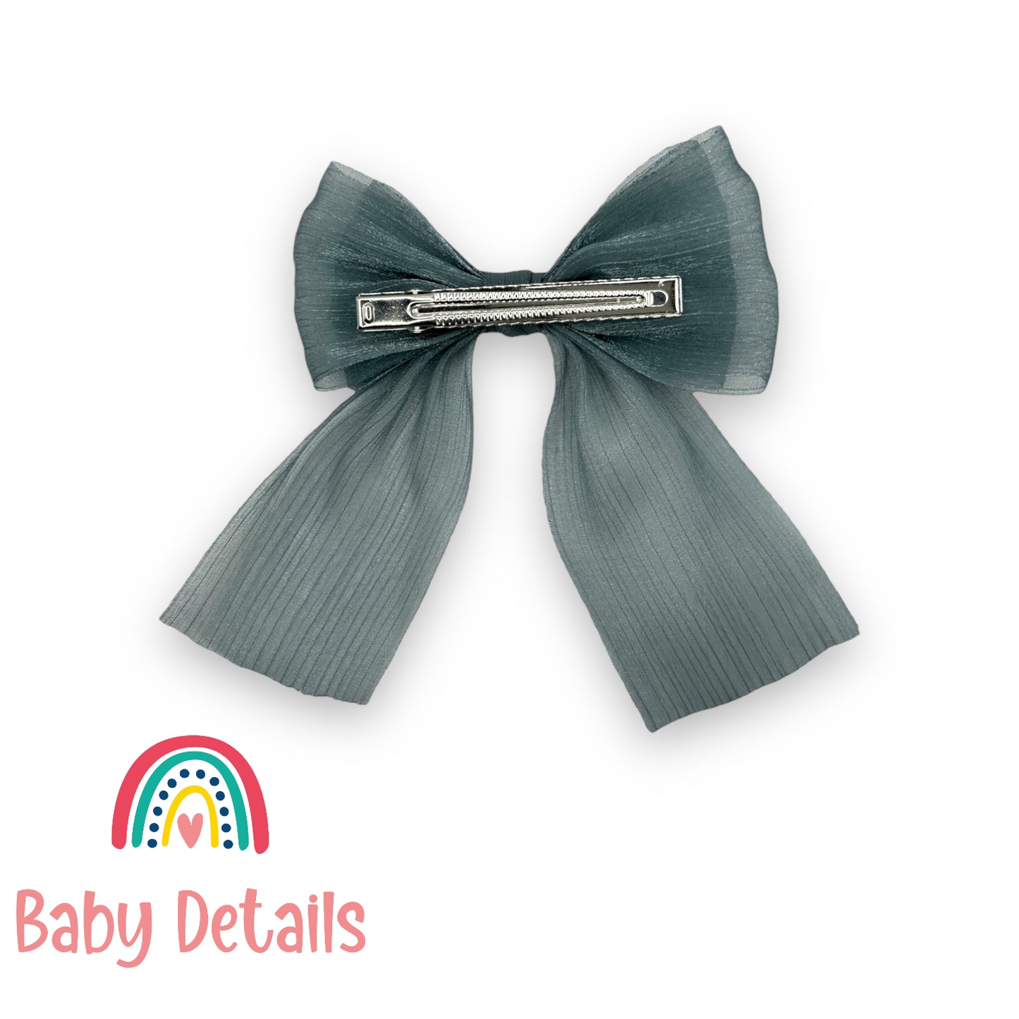 Elegant Chiffon Long Bow - Grey