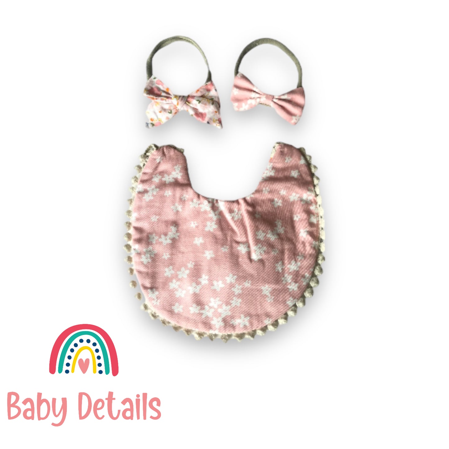 Set of double sided bib and headbands - Floral 2