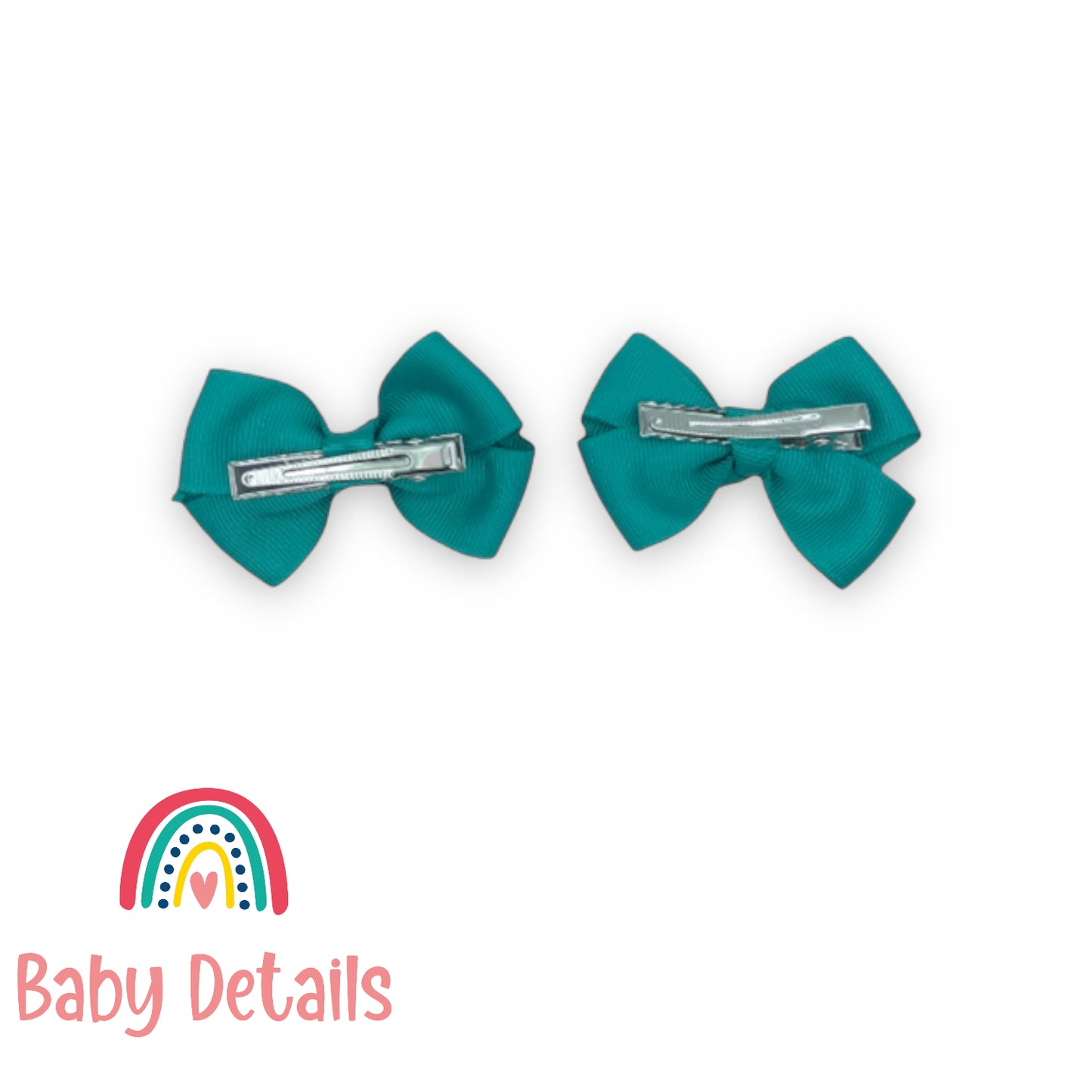 Double green2 bow hair clips