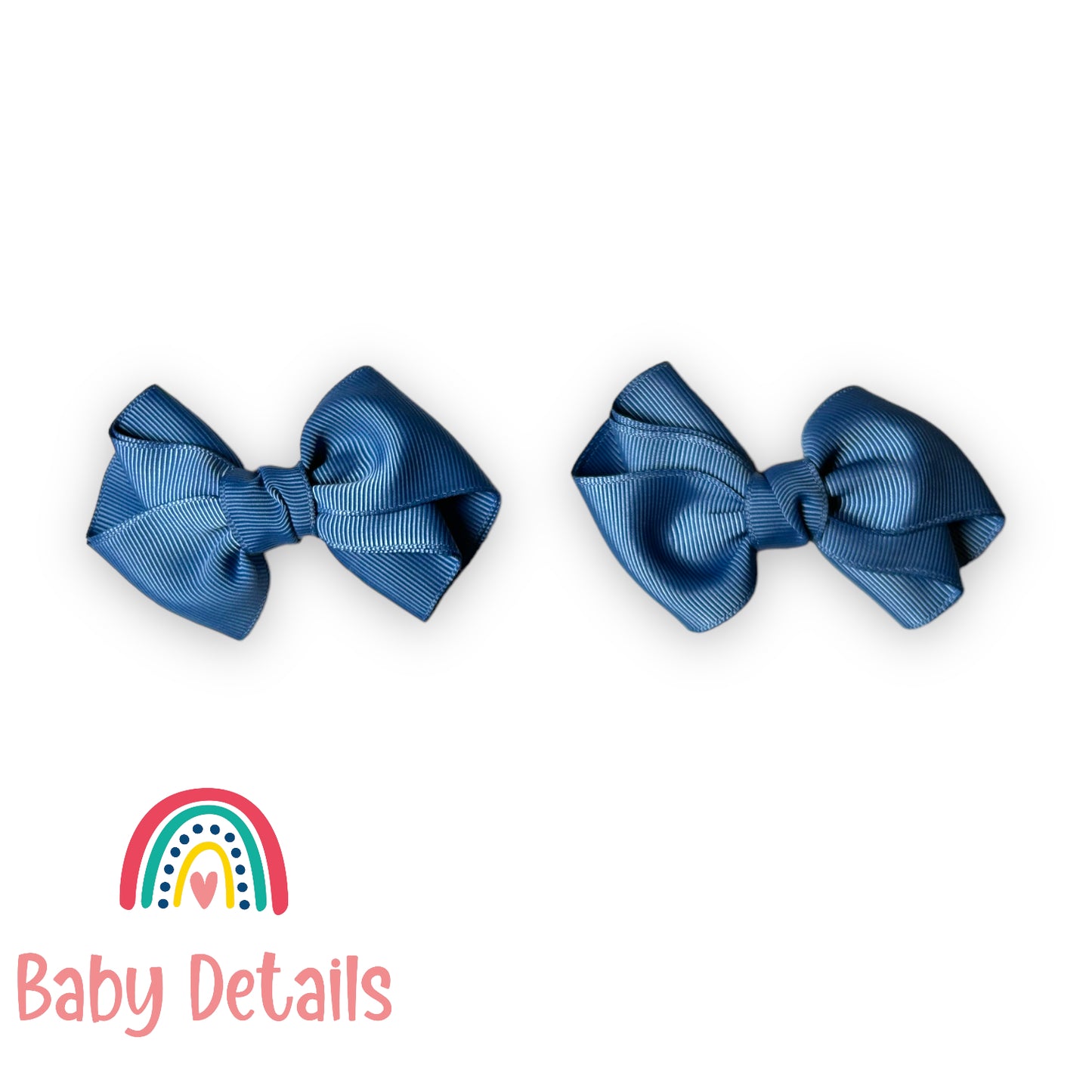 Set of 2 curved bow hair clips - Blue Grey