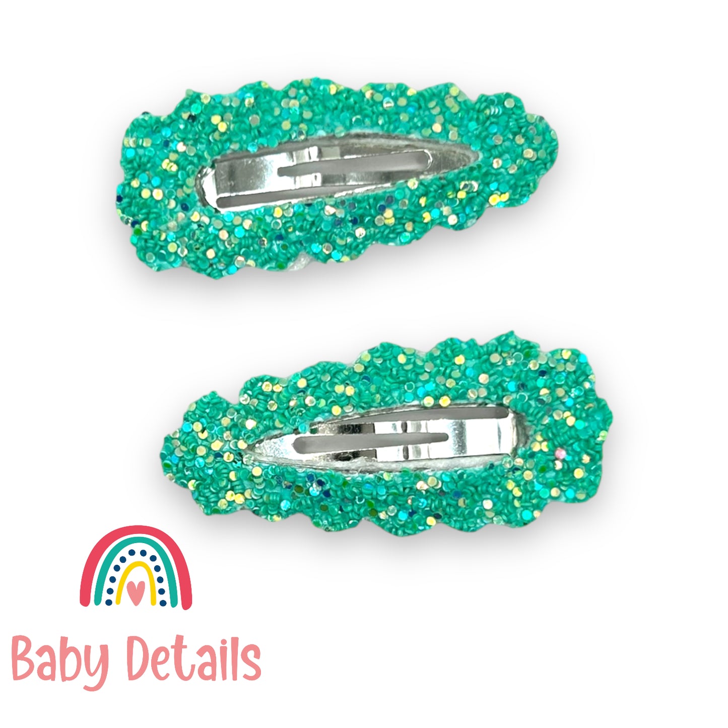 Snap Glitter Hair Clips - Turquoise