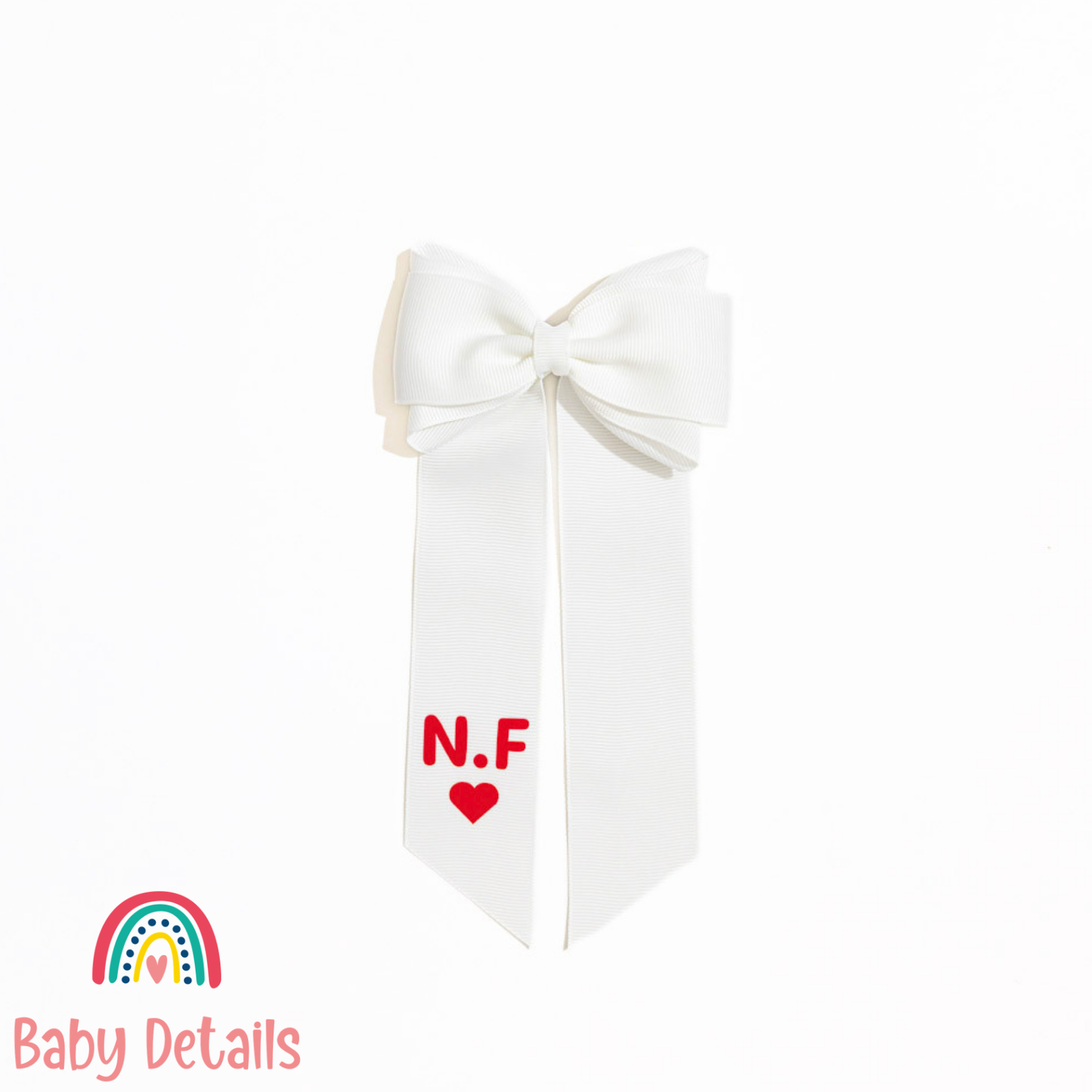 Long Double Personalized Bow - White