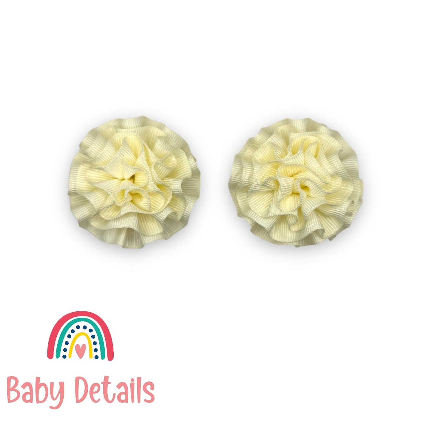 Set of 2 Rosette Bow Hair Clips - Off White