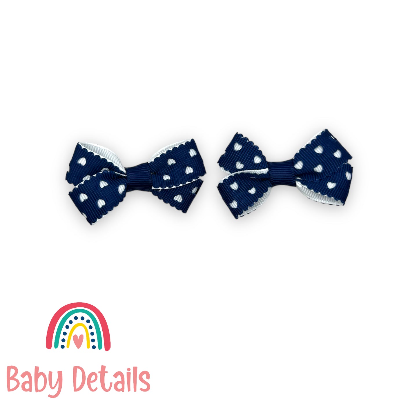 Set of 2 mini hearts hair clips - Navy Blue