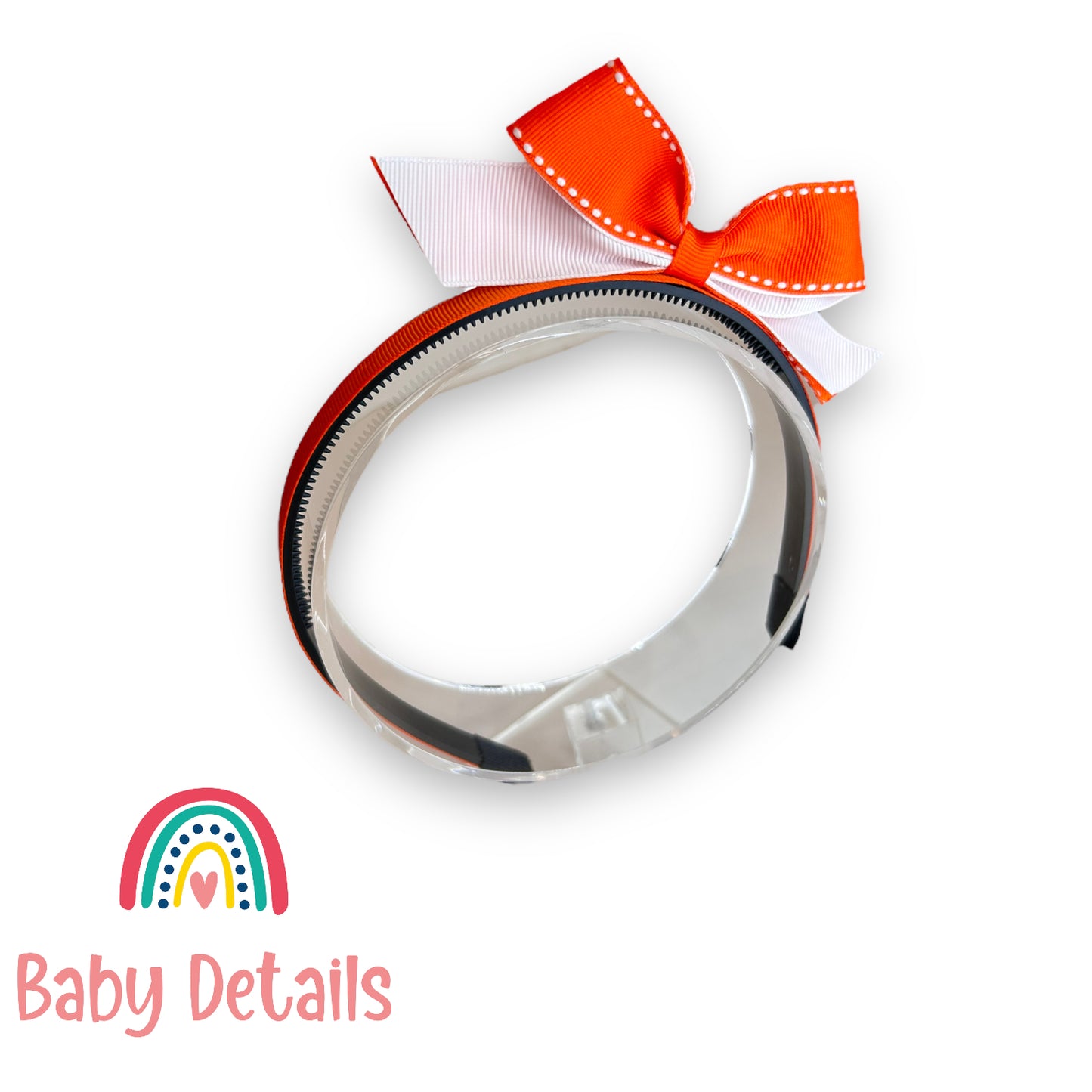 Headband with stripe bow - Orange