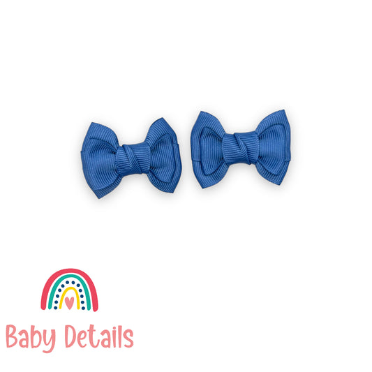 Set of 2 mini classic hair clips - Blue Grey