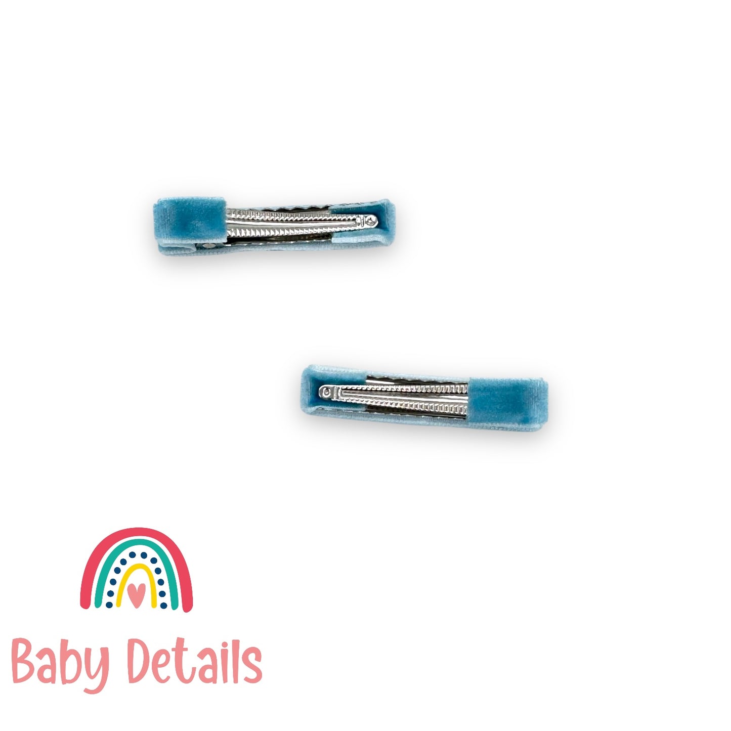 Set of 2 Velvet Hair Clips - Blue