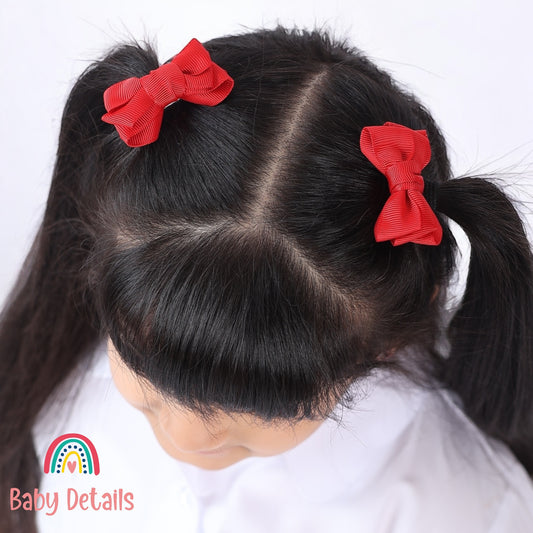 Set of 2 Mini Layers Hair Clips - Red