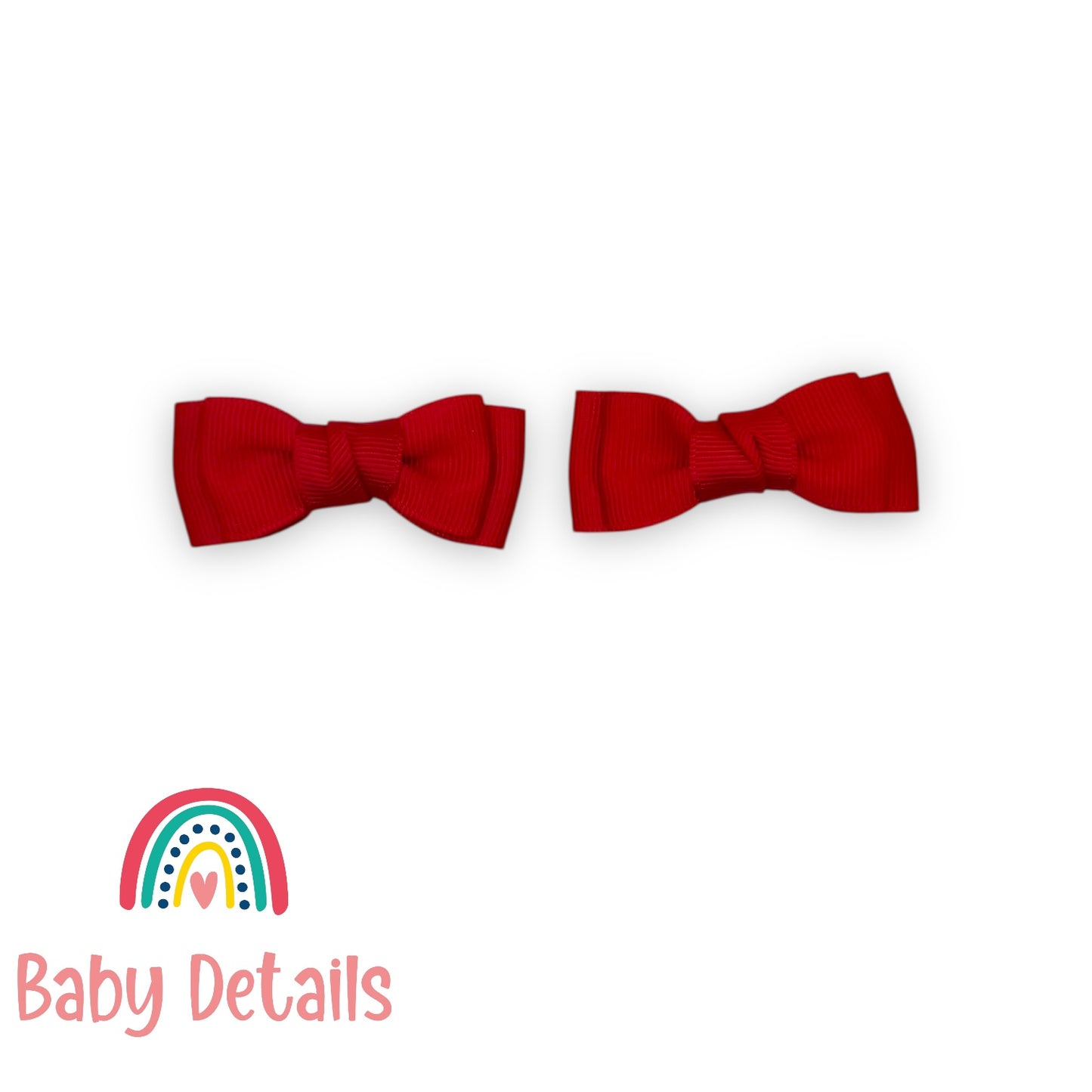 Set of 2 Mini Simple Hair Clips - Red