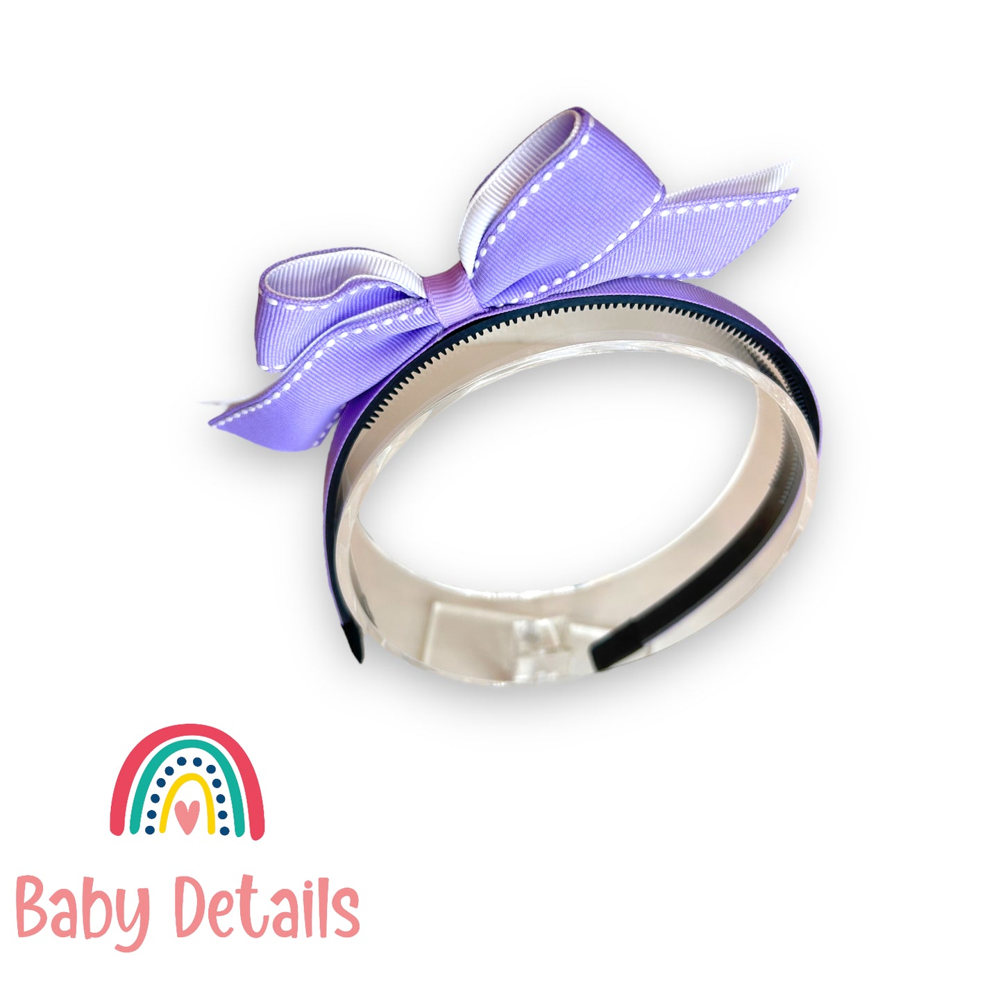 Headband with stripe bow - Purple