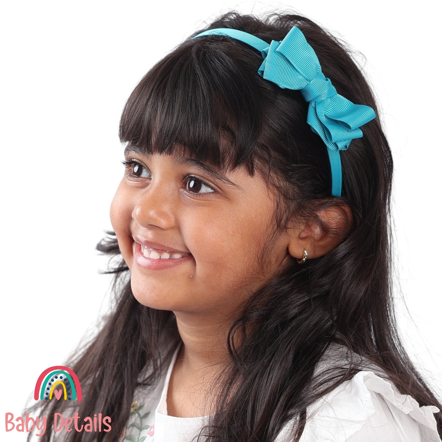 Headband with Layered Bow - Pacific Blue
