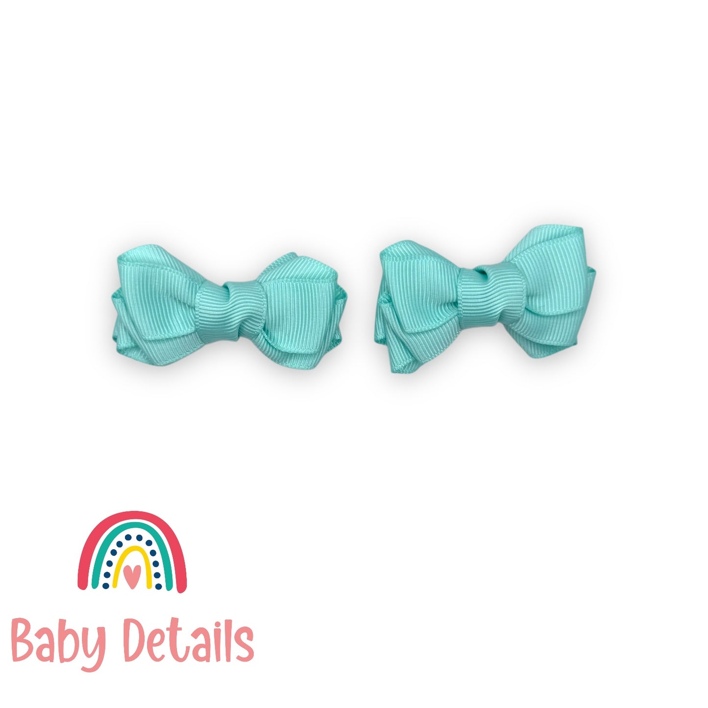 Set of 2 Mini Layers Hair Clips - Aqua Green