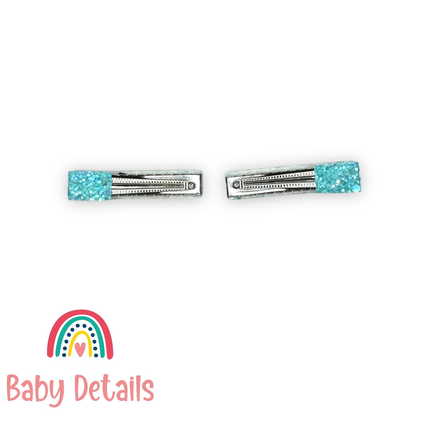 Glitter Bar Hair Clips - Light Blue