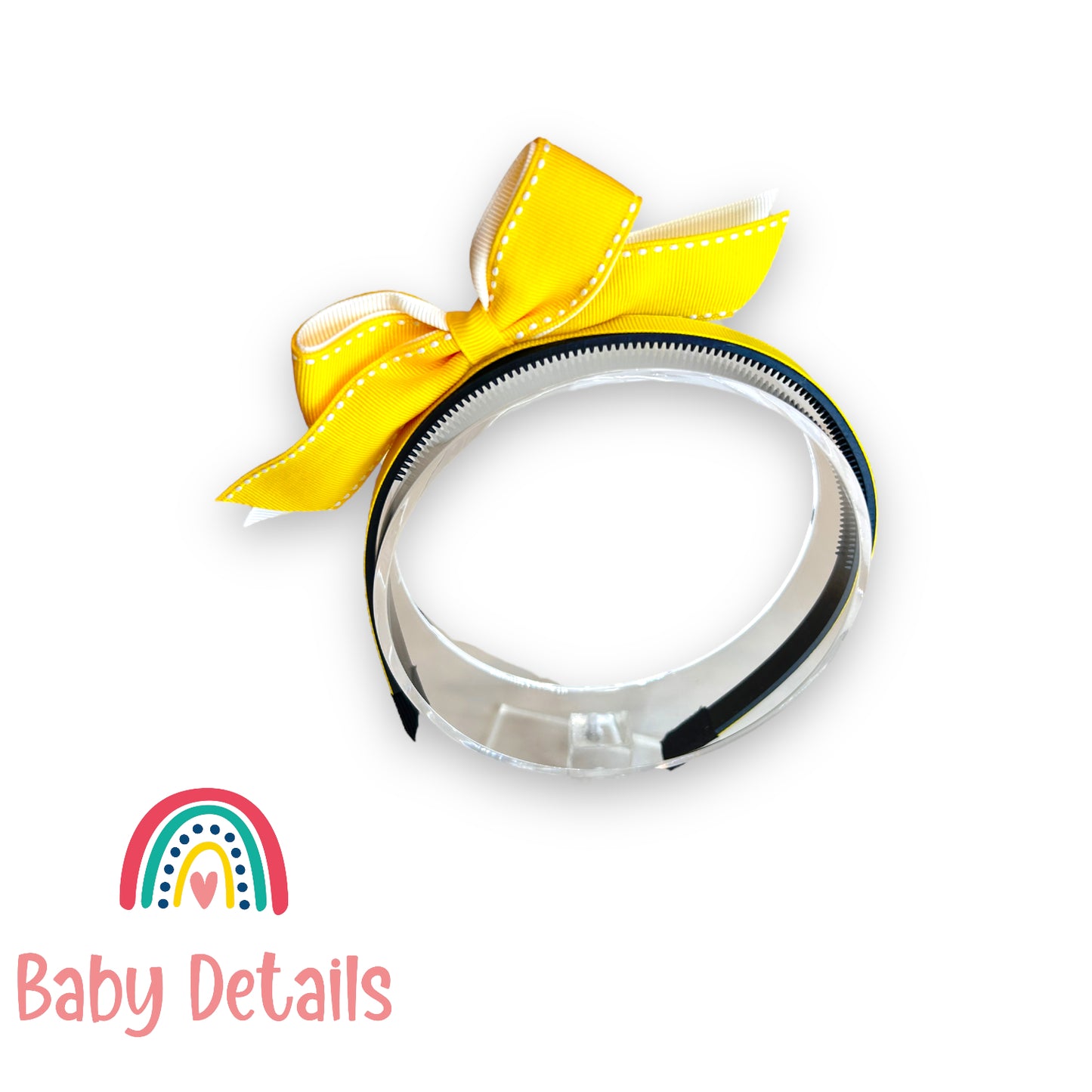 Headband with stripe bow - Yellow