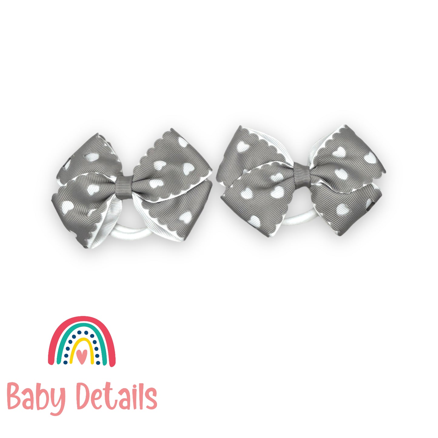 Set of 2 hearts hair ties - Light Grey