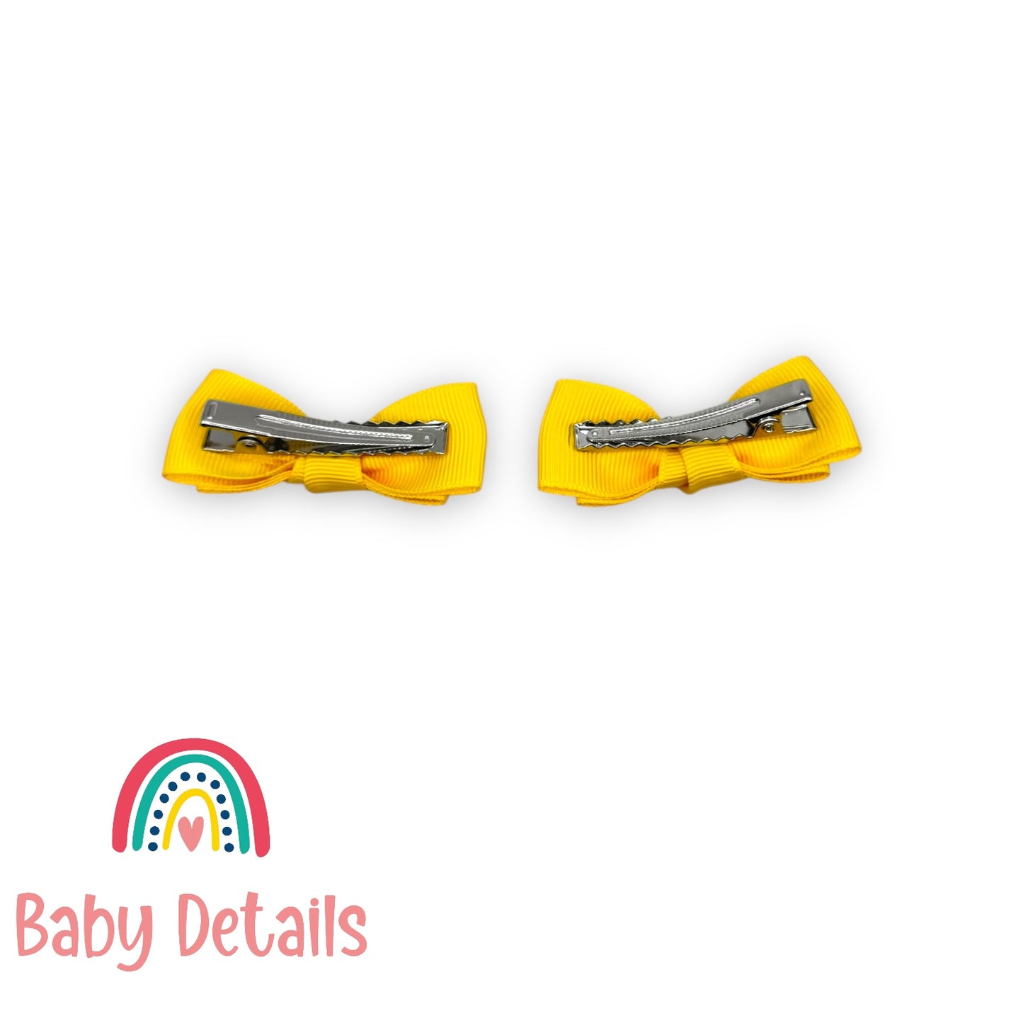 Set of 2 Mini Simple Hair Clips - Yellow