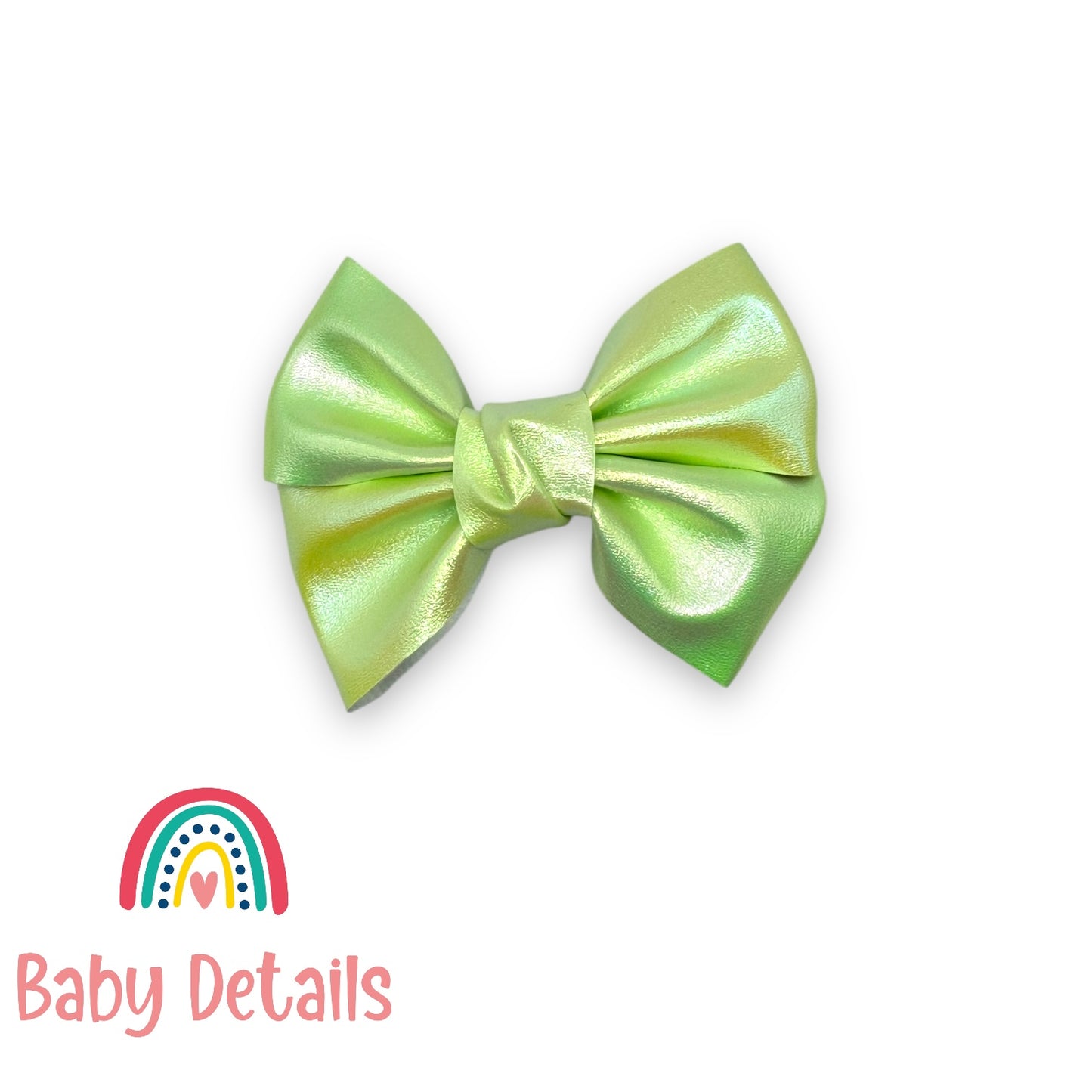 Leather bow hair clip - matt green