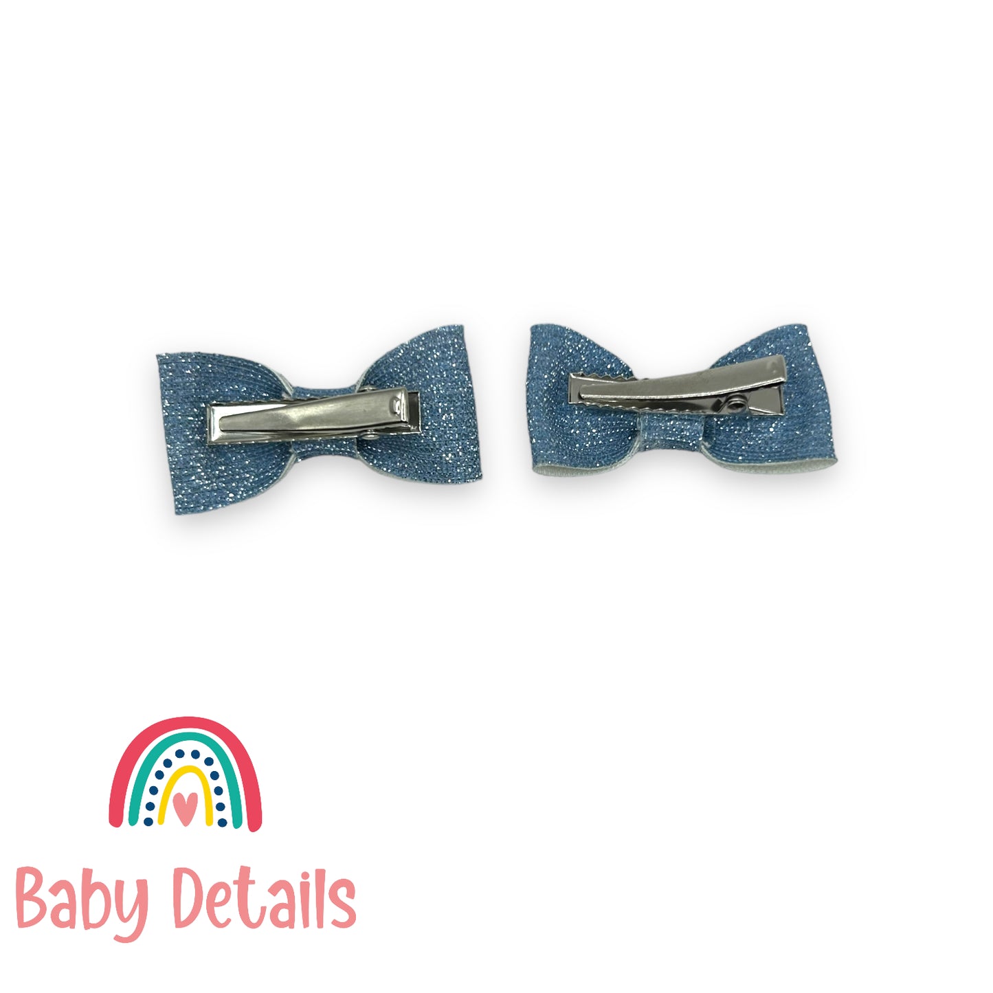 Set of 2 Mini Fabric Hair Clips - Blue