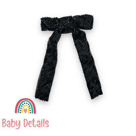 Long beaded bow - Black 2