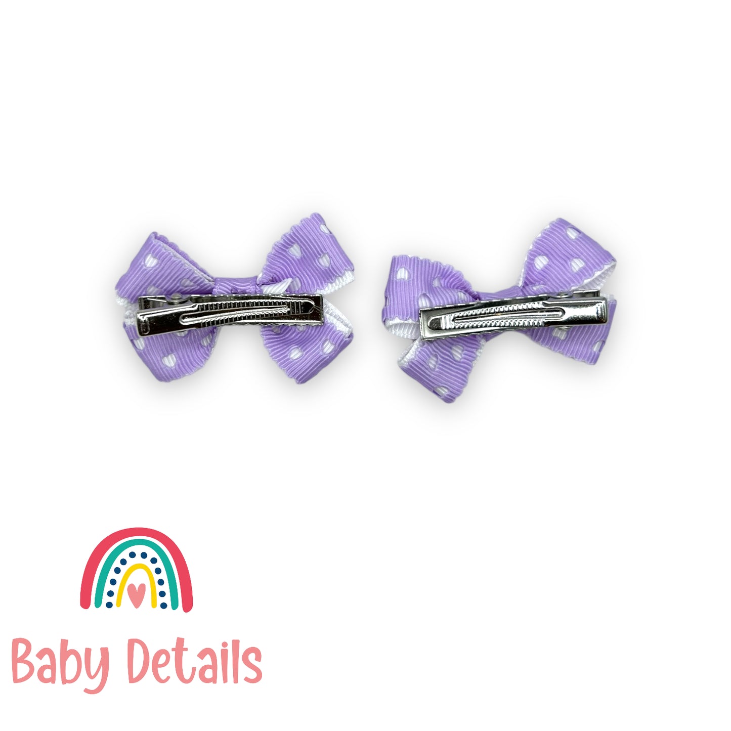 Set of 2 mini hearts hair clips - Purple