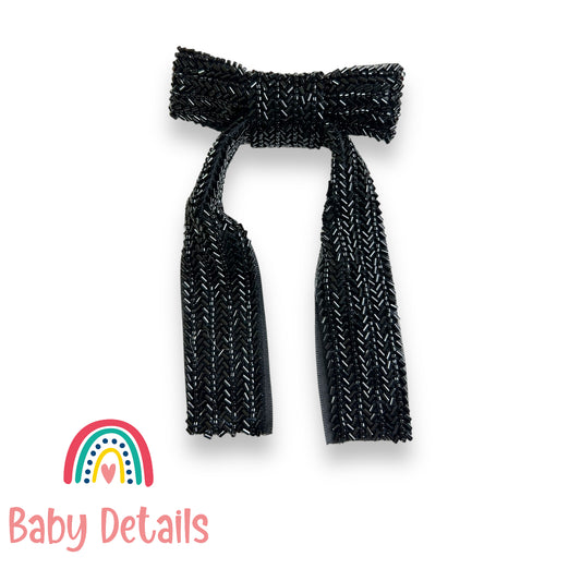 Long beaded bow - Black 1