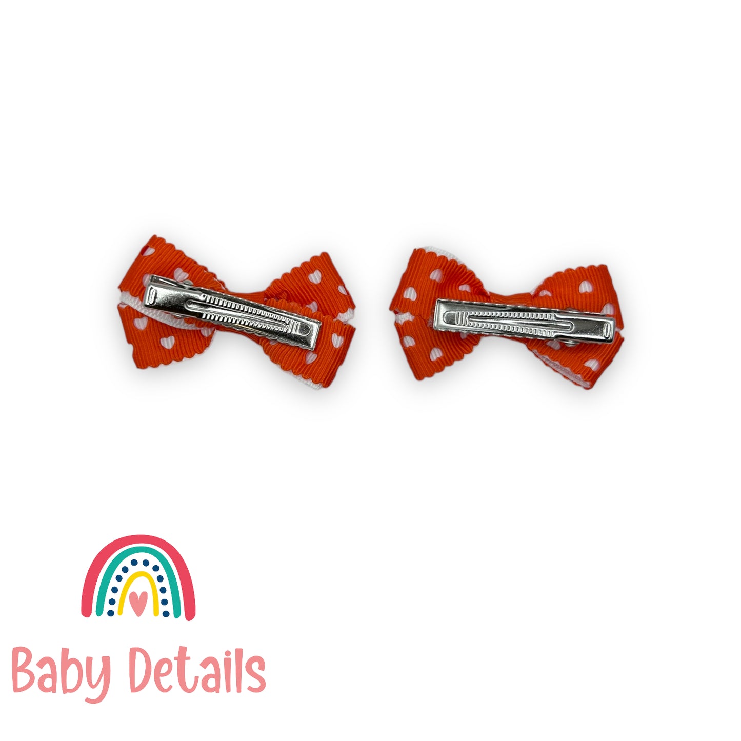 Set of 2 mini hearts hair clips - Orange