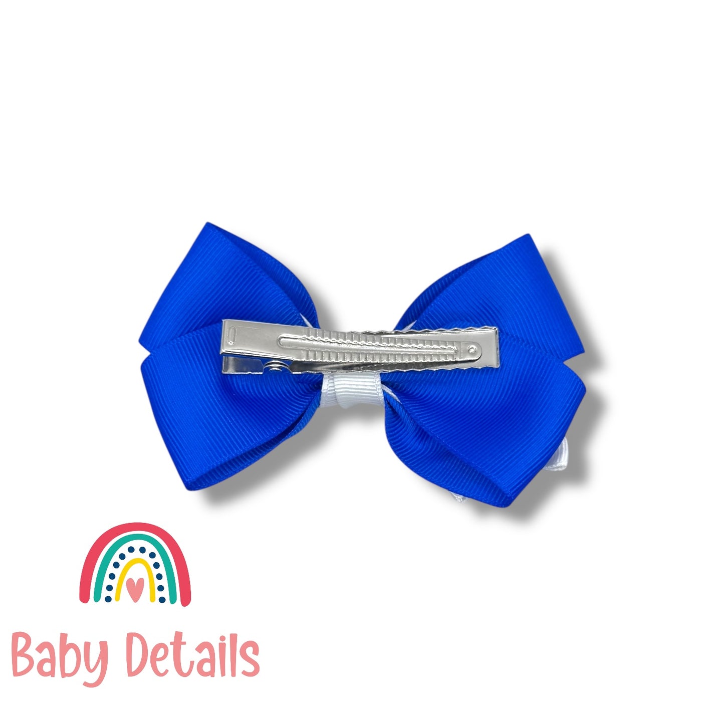 Elegant Pair Bow Clip- Royal Blue & White