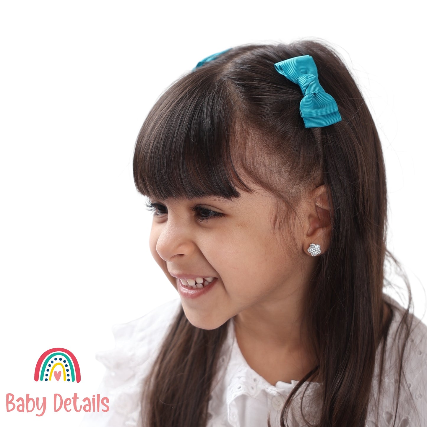 Set of 2 Mini Simple Hair Clips - Pacific Blue